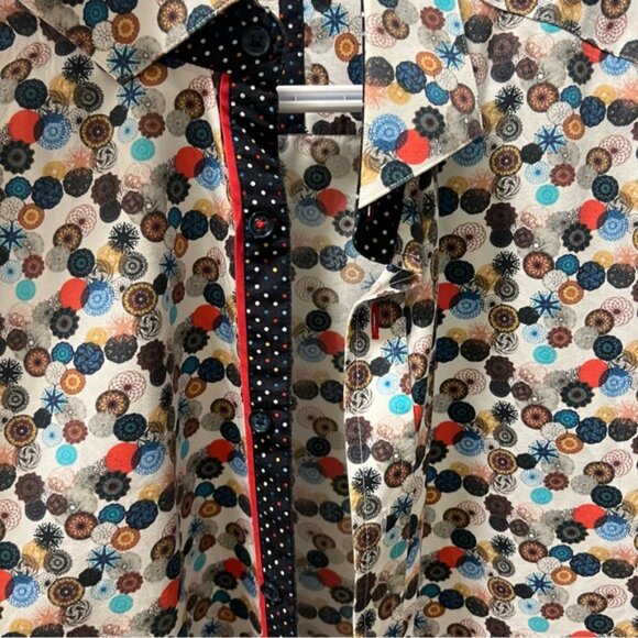 JERMYN BOND Multicolor Geometric Circles Dress Shirt Loud, Bold Men's XL - Picture 3 of 13